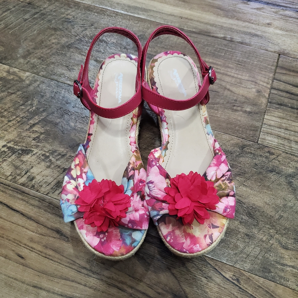 Girls Floral Sandals/Wedges